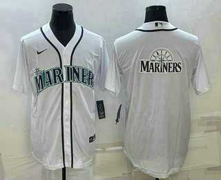 Mens Seattle Mariners Big Logo White Stitched MLB Cool Base Nike Jersey->seattle mariners->MLB Jersey